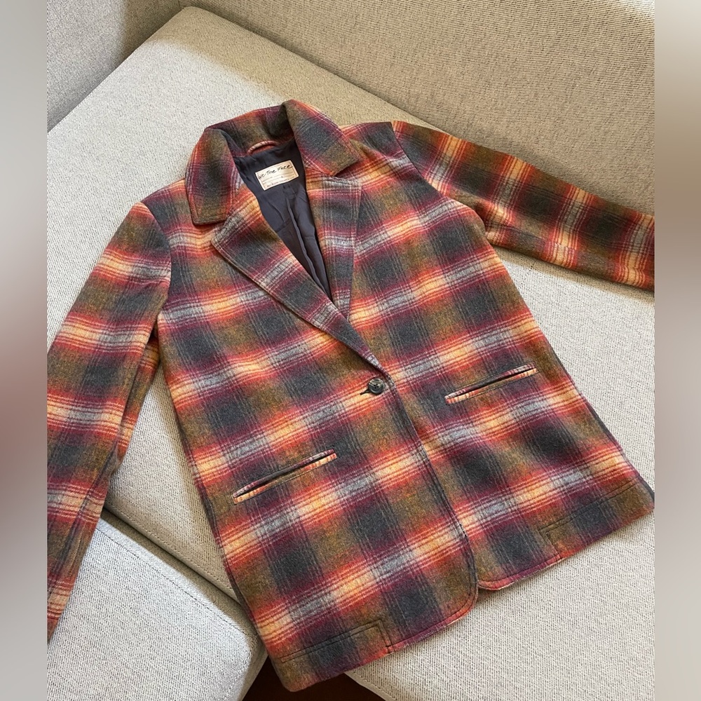 We the Free/Free People Oversized Plaid Blazer